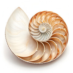 view of a seashell on white background