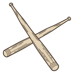 wooden drum sticks on white background