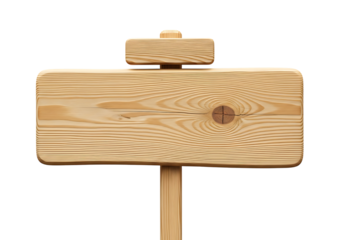 Two wooden signs on a pole with visible wood grain and knot board plank