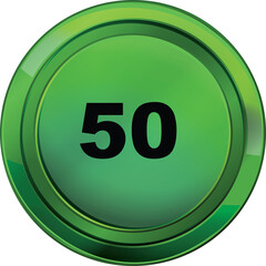 Green Circle With Number 50 On Transparent Background Shiny Metallic Border Glossy And Reflective Surface Abstract Digital Graphic