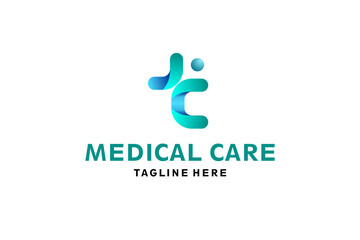 Letter T logo for medical pharmacy. Logo design template. Medical health. Community logo design.