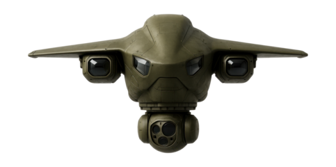 Armored scout aircraft featuring a bottom turret and retractable sensors.