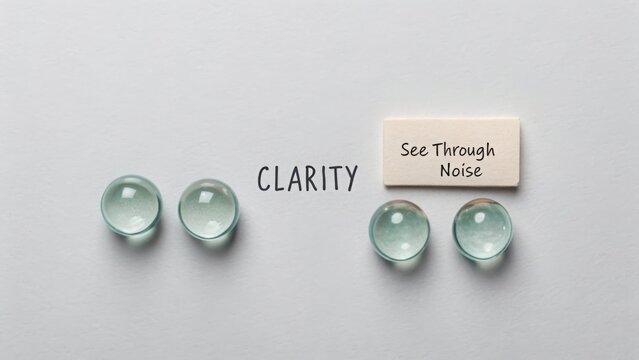 Clear glass marbles aligned to illustrate concept of clarity