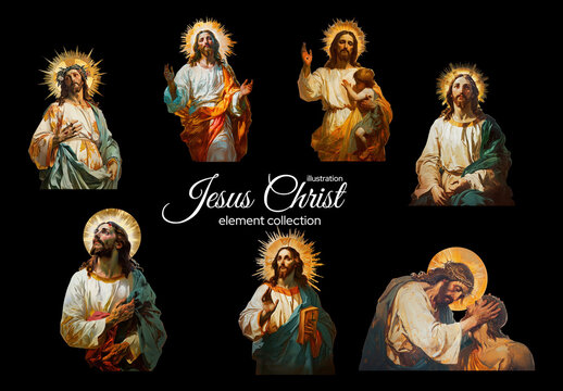 Religious Jesus Christ Illustration Element Design Set