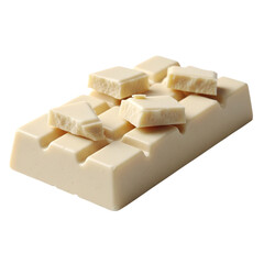 Classic White Chocolate Bar with Creamy Texture Isolated
