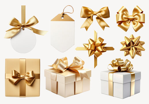 Elegant Gold Gift Wrapping Element Design Set