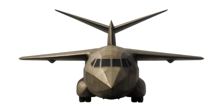 Angular fuselage military transport aircraft with a V-shaped tail.