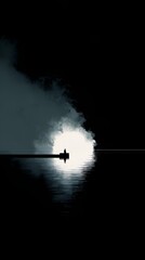 Solitary Figure On Pier Against Bright Light