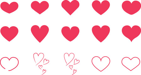 線と塗りのハート アイコン セット / Heart Icon Set &ndash; 愛・恋・メッセージ・バレンタイン素材