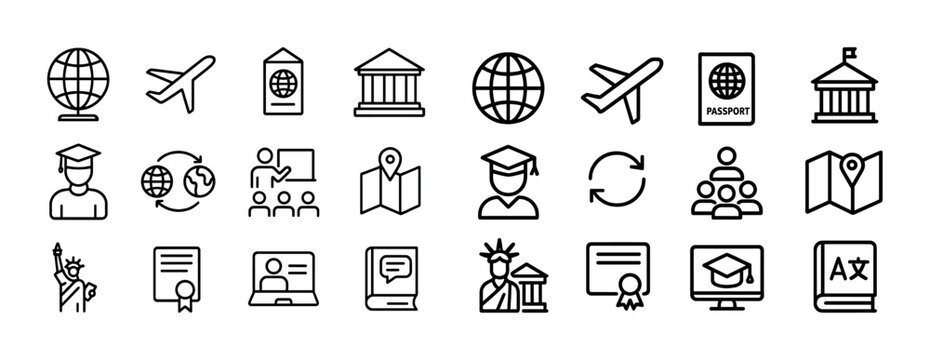 Traveling abroad: icons of travel, education, and global connectivity