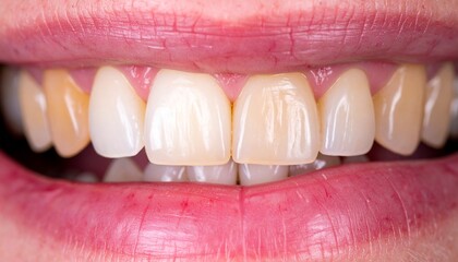 Smiling mouth with healthy teeth closeup.