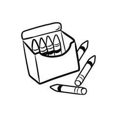 Hand Drawn Box of Crayons Doodle