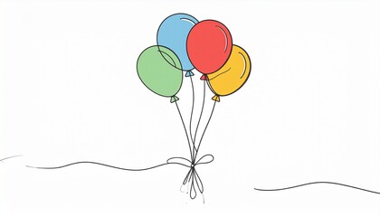 Colorful balloons with tied, and isolated on white.
