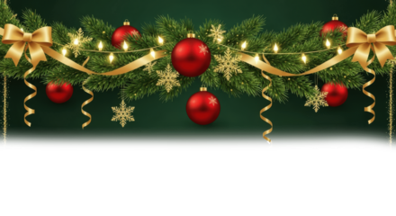 Christmas tree decorated branch with balls and ribbons 