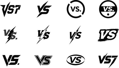 Versus icon set, VS logo collection, battle graphic, competition symbol, vector design, gaming, sports, match, fight, compare