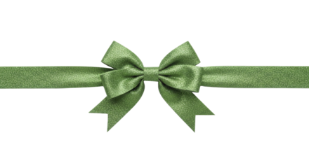 Sparkly Green Christmas Bow and Ribbon on a Transparent Background PNG Image