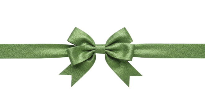 Sparkly Green Christmas Bow and Ribbon on a Transparent Background PNG Image