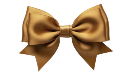 Golden Christmas Gift Bow Isolated on a Transparent Background PNG File