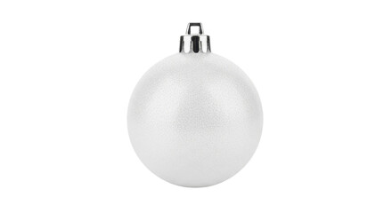 White Glitter Oval Christmas Ornament with Silver Cap on a Transparent Background, PNG image, PNG file