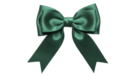 Green Satin Ribbon Bow Christmas Decor on a transparent background PNG image PNG file