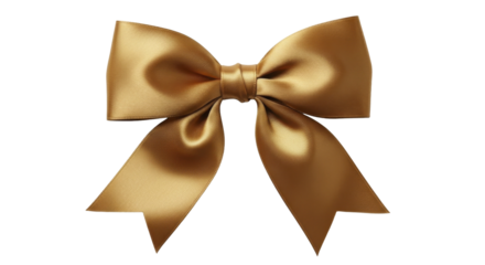  Golden satin Christmas bow on a transparent background, PNG image, PNG file
