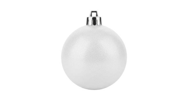 White Glitter Oval Christmas Ornament with Silver Cap on a Transparent Background, PNG image, PNG file