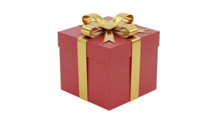  Red gift box with golden ribbon bow on a transparent background PNG image PNG file