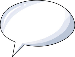 Oval speech bubble with a black outline white fill and a shiny gradient