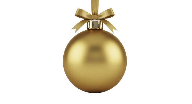 Elegant Gold Christmas Bauble with Ribbon Bow on a Transparent Background PNG image PNG file - Powered by Adobe
