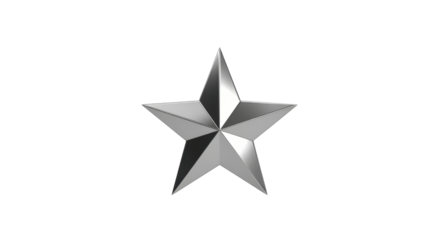 Metallic silver five point Christmas star ornament on a transparent background PNG image PNG file
