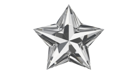 Shimmering faceted crystal star Christmas tree topper ornament on a transparent background PNG file