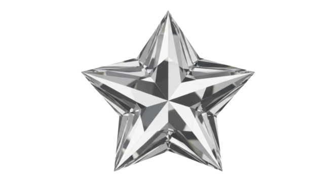 Shimmering faceted crystal star Christmas tree topper ornament on a transparent background PNG file - Powered by Adobe