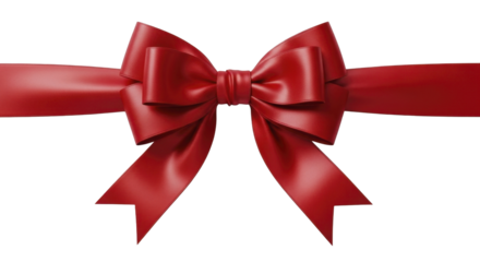 Christmas red satin gift ribbon bow on a transparent background PNG image PNG file