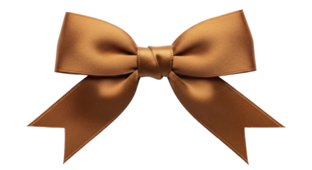  A festive golden brown satin ribbon bow for Christmas gift decoration on a transparent background PNG image PNG file