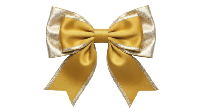 Golden festive gift bow on a transparent background, PNG image