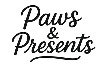 Paws & Presents. Paws & Presents ? Script Hand-Lettering, smooth brush script with gentle loops and soft