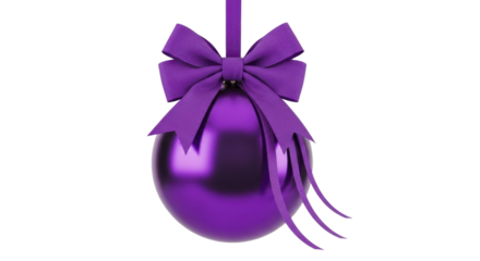 Purple Christmas Ornament with Bow on a Transparent Background PNG image PNG file