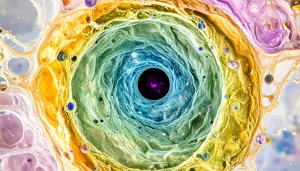 Colorful swirling abstract paint vortex.