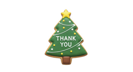 Christmas tree shaped cookie with thank you message on transparent background PNG image PNG file