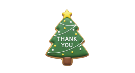 Christmas tree shaped cookie with thank you message on transparent background PNG image PNG file