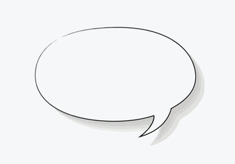 Oval speech bubble with black border and slight shadow on a neutral backdrop