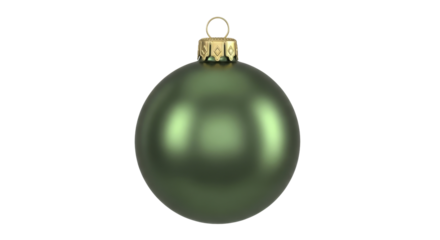  Matte Green Christmas Bauble Ornament with Golden Cap on a Transparent Background, PNG image, PNG file