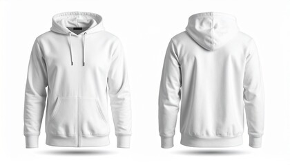 White hooded sweatshirt with front and back view.