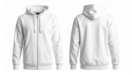 White Hoodie Front and Back View.