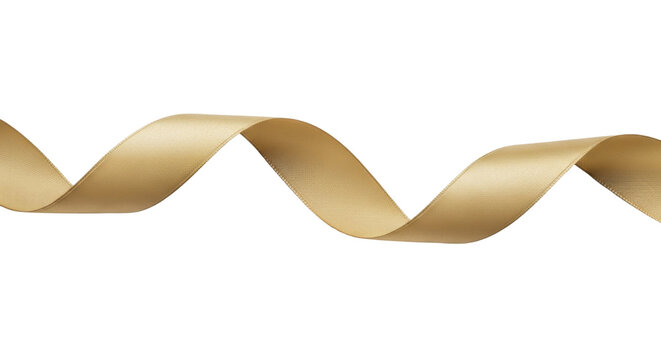  Golden satin ribbon curling on a transparent background PNG image for Christmas holiday gift wrapping