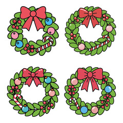 Cute Christmas Wreaths with Ornaments and Bows