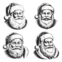 Vintage Engraved Santa Claus Portraits Collection