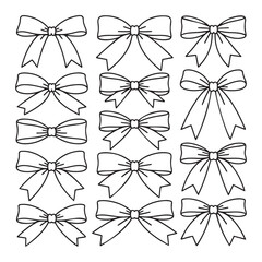 Collection of Hand-Drawn Outline Ribbon Bows