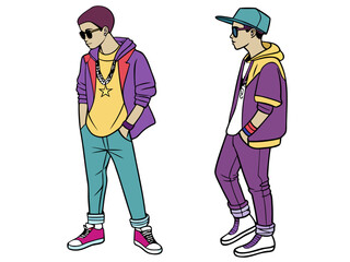 Hip Hop Style Teen Boys &ndash; Urban Street Fashion Vector Art