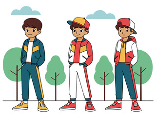 Cute Boys Fashion Characters in Casual Outfits &ndash; Flat Vector Set